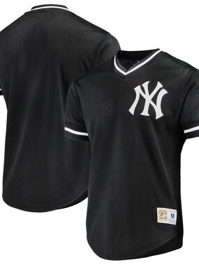 Mitchell & Ness Black and White NY Mesh V-Neck Kids Jersey